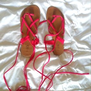 Rose Pink Long Strapped Sandals